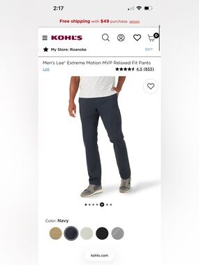 Lee Navy Relaxed-Fit Chinos for Men